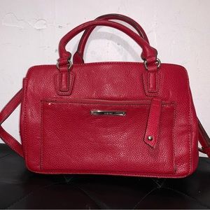 Red Nine West Leather handbag with crossbody strap